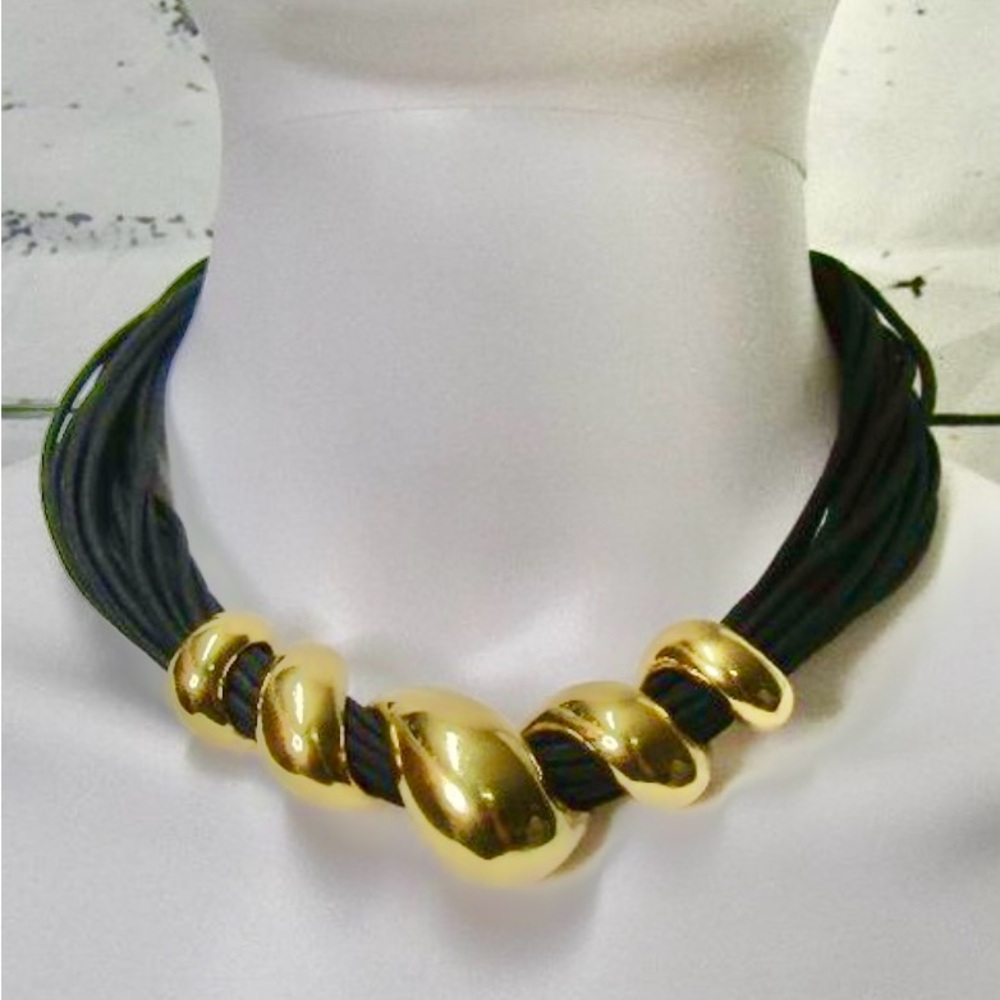 Italian Choker Necklace 18K Yellow Gold Vermeil Massive Very Heavy